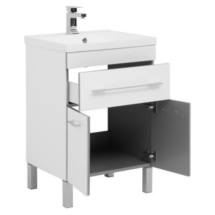 Тумба с раковиной Aquanet Верона 58 белый (напольная 1 ящик 2 дверцы)