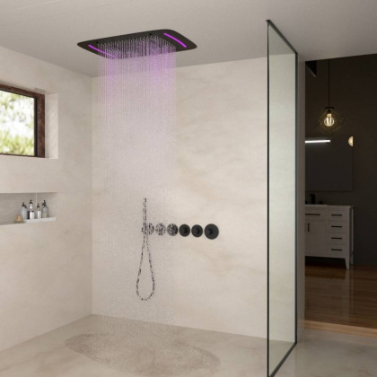 Душевая система Timo Saona SX-2319/03SM скрытого монтажа с термостатом, черный матовый