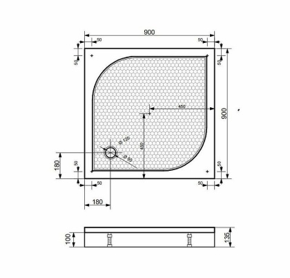 Экран для поддона "Гамма" 900х900 стеклопластиковый
