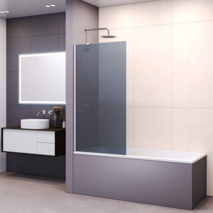 Шторка на ванну 60*150 RGW SC-150 Хром/Тонированное(серое)/6 мм (Easy)