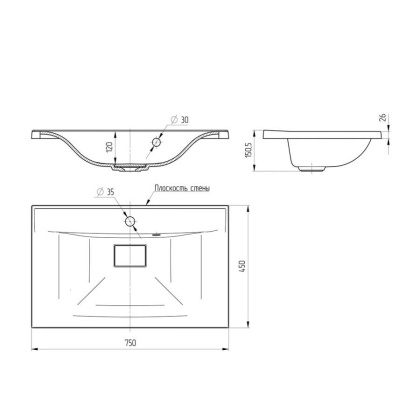 Раковина VCB-3M750B из кварцевого камня, цвет черный Раковина VCB-3M750B из кварцевого камня, цвет черный