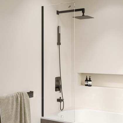 Шторка на ванну  30*150 RGW SC-056-8-B Чёрный/Прозрачное/8 мм (Easy)