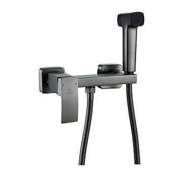 Гигиенический душ со смесителем Rose R1505T-1, оружейная сталь