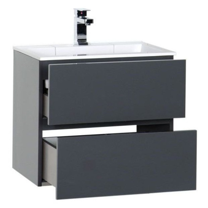 Тумба с раковиной Aquanet Алвита 60 серый антрацит