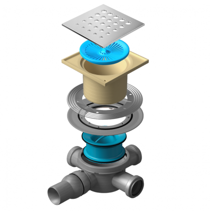 13000010 Точечный трап 150х150 мм Confluo Standard Drops 2,металл с перфорацией Drops (Капли), без рамки Исполнение: Хром 