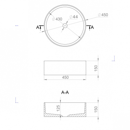 Раковина Salini S-Sense Armonia 45 см 130112GRF, глянцевая Раковина Salini S-Sense Armonia 45 см 130112GRF, глянцевая