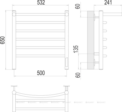 Полотенцесушитель Terminus Классик с/п П6 500х650 электро