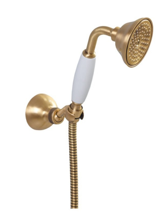 APHRODITE-KD-02 Ручной душ со шлангом 150 см и держателем Исполнение: Бронза, Ручки: Белая  APHRODITE-KD-02 Ручной душ со шлангом 150 см и держателем Исполнение: Бронза, Ручки: Белая