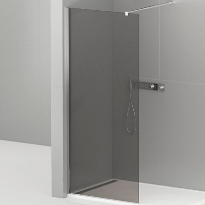 LIBERTA-L-1-80-120-GR-Cr Душевая перегородка с односторонним входом, стекло графит, профиль хром, 800x1200x1950 мм