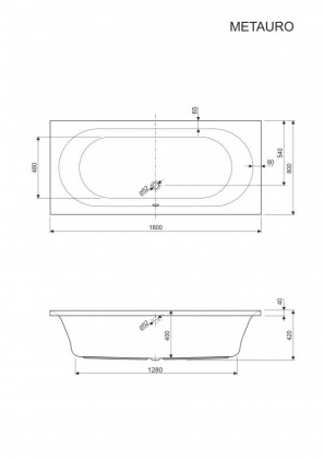 Акриловая ванна CEZARES METAURO-180-80-41-W37 Акриловая ванна CEZARES METAURO-180-80-41-W37