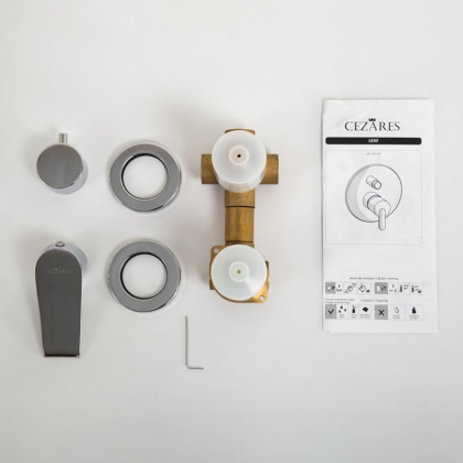 NAUTIC-VDIM3-M-BIO Встраиваемый однорычажный смеситель для душа с поворотным переключателем на 3 выхода Исполнение: Белый матовый  NAUTIC-VDIM3-M-BIO Встраиваемый однорычажный смеситель для душа с поворотным переключателем на 3 выхода Исполнение: Белый матовый