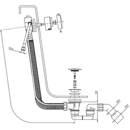 Слив-перелив с наливом OMNIRES CGS TK132-PLUS-3.04+64-SGL (золото)