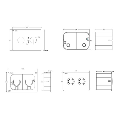 Клавиша смыва для пневматической инсталляции Point Венера, установка в стену, сталь брашированная, PN44072SB
