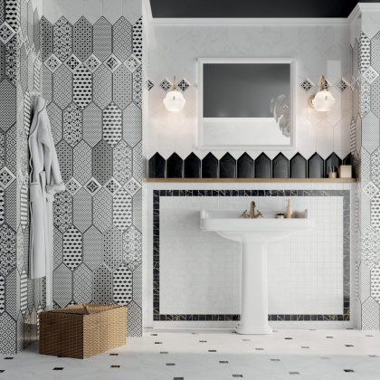 Плитка настенная грань 35010 Келуш Черный глянцевый (34см*14см*6,9мм) (9шт/0,709м2) Мрамор, м2