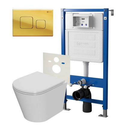 Сет: Система инсталляции Point Элемент для подвесного унитаза PN45120 + Клавиша смыва для инсталляции Point Афина, золото, PN44041G + Унитаз подвесной Point Виктория безободковый, сиденье микролифт PN41061 Сет: Система инсталляции Point Элемент для подвесного унитаза PN45120 + Клавиша смыва для инсталляции Point Афина, золото, PN44041G + Унитаз подвесной Point Виктория безободковый, сиденье микролифт PN41061