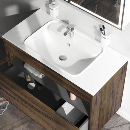 База под раковину с нишей и 1 ящиком универсальная, 70х100,8х49,2 см, коричневая, M8FFUX1001OF