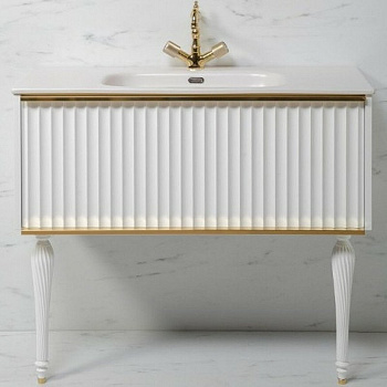 Тумба Canale 80 белая + Золото_Комплект 843-080-WG Boheme