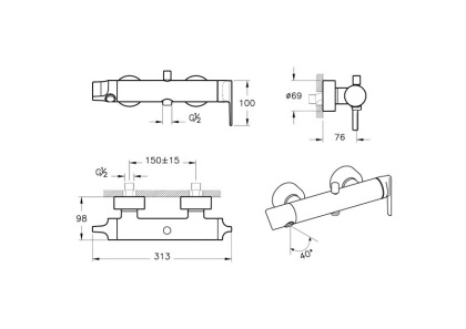 Смеситель Suit для ванны/душа, медь
