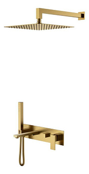 Смеситель встроенный + верхний+ ручной душ Qubic Bronze Смеситель встроенный + верхний+ ручной душ Qubic Bronze