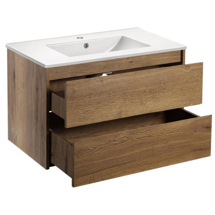 База под раковину Gio 800 подвесная, 2 выкатных ящика soft-close, T.Oak