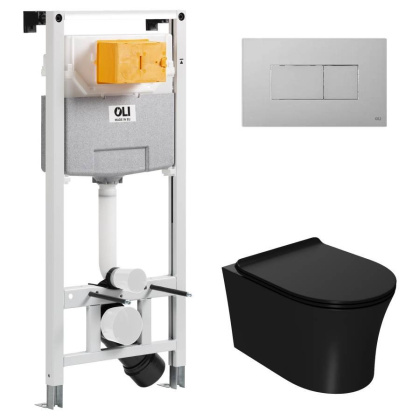 Сет: OLI 120 ECO Sanitarblock pneumatic+Панель KARISMA, хр. мат.+Унитаз Point Вега, чёрн PN41711BM Сет: OLI 120 ECO Sanitarblock pneumatic+Панель KARISMA, хр. мат.+Унитаз Point Вега, чёрн PN41711BM