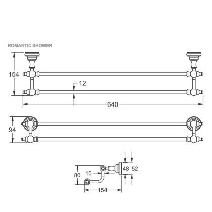 Полотенцедержатель двойной трубчатый, RG1127 Rose, Хром
