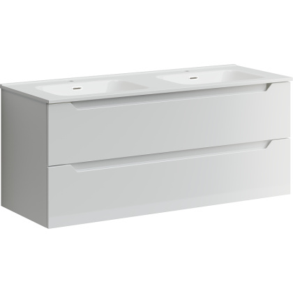 Тумба подвесная SANCOS Norma 2.0 1190х450х500, c двумя ящиками оснащенными доводчиками, белый глянец , арт. NR2.120-2W