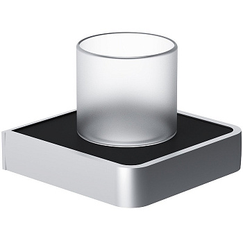 Стеклянный стакан Jupiter с настенным держателем, 9,6х12х12,1 см, цвет черный с серебром, DA7734300