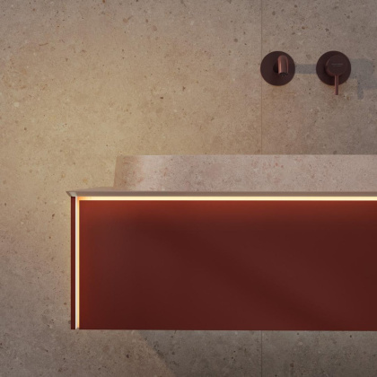 Смеситель для раковины ETERNA однорычажный настенный, без донного клапана, брашированная медь, pvd Смеситель для раковины ETERNA однорычажный настенный, без донного клапана, брашированная медь, pvd