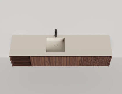 Подвесная тумба Domino 2000, шпон, с открытой полкой, под встраиваемую раковину