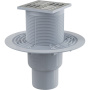 Сливной трап 105×105/50/75 мм прямой сток, решетка из нержавеющей стали, гидрозатвор комбинированный SMART