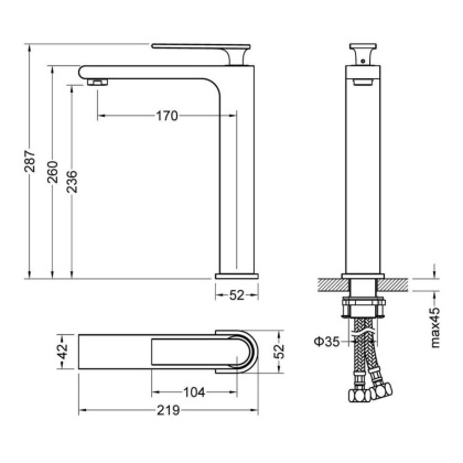 Смеситель Timo Anni 2711/03F для раковины, черный матовый