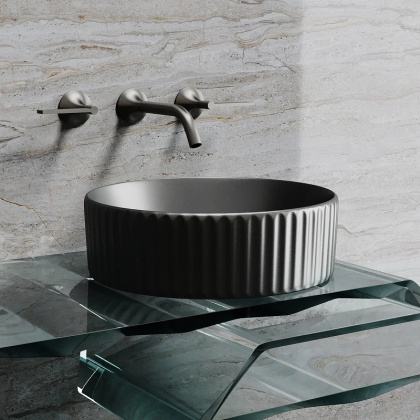 Умывальник чаша накладная круглая (цвет Темный Антрацит Матовый) Element 360*360*115мм