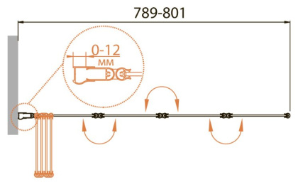 RELAX-V-4-100/140-C-Bi Шторка на ванну Условные размеры, мм:1000х1400 Габариты с диапазоном регулировок, мм:(989-1001)х1400 