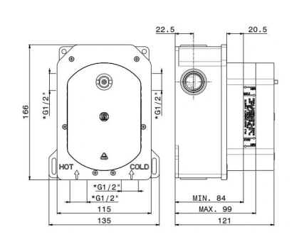 Универсальная внутренняя часть для термостатического смесителя на два потока для душа Универсальная внутренняя часть для термостатического смесителя на два потока для душа