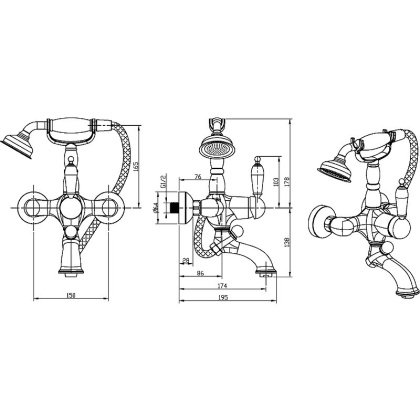 Смеситель для ванны (душевой комплект)_Комплект Смеситель для ванны (душевой комплект)_Комплект