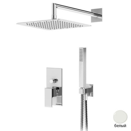 PORTA-DSIPQ-25-BIO Душевая система с переключателем для верхнего и ручного душа, верхний душ из стены, квадратный 25 см, материал металл, исполнение белый матовый PORTA-DSIPQ-25-BIO Душевая система с переключателем для верхнего и ручного душа, верхний душ из стены, квадратный 25 см, материал металл, исполнение белый матовый