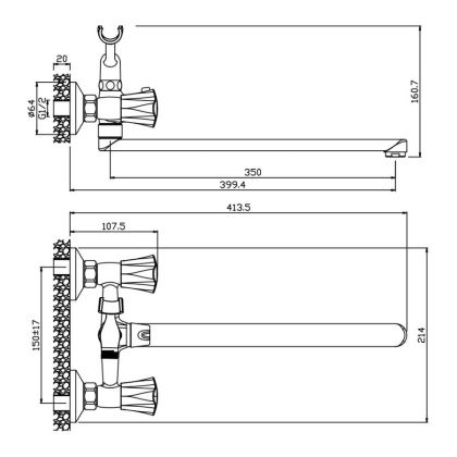 Смеситель д/ванны с длинным изливом VIGO, арт.21221VG