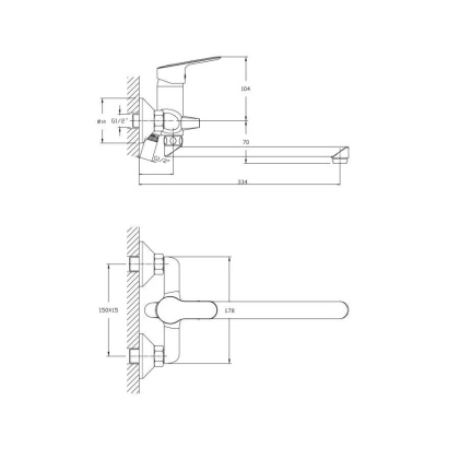 Смеситель для ванны с длинным поворотным изливом RUSH Crete (CR3535-51)