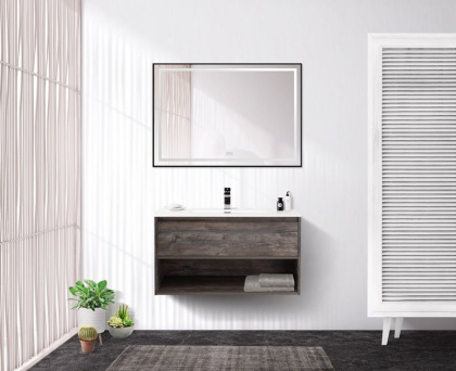 Тумба c раковиной подвесная с одним ящиком и одной открытой полкой BelBagno KRAFT 80 Bianco Opaco, раковина белая Тумба c раковиной подвесная с одним ящиком и одной открытой полкой BelBagno KRAFT 80 Bianco Opaco, раковина белая