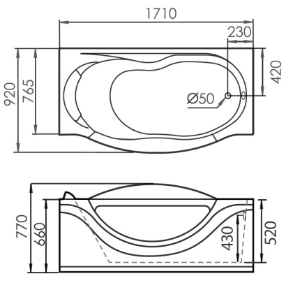 Акриловая ванна Gemy 171х92 G9072 B R