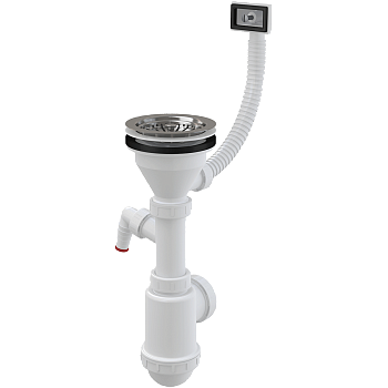 Сифон для мойки с нержавеющей peшeткой DN115, гофропереливом и штуцером