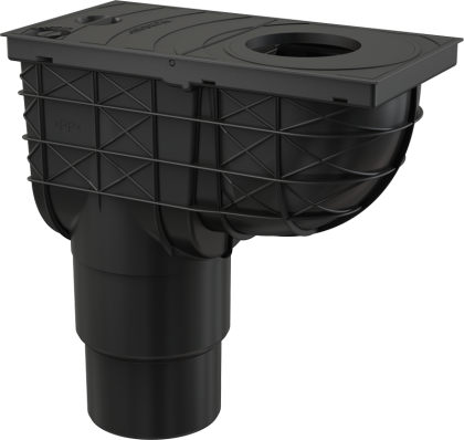 Ливнеотвод 300×155/125/110 мм, сток – прямой, черный