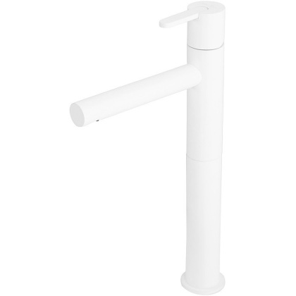 LEAF-LC1-BIO Смеситель для накладной раковины однорычажный, без донного клапана, исполнение белый матовый