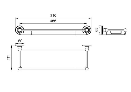 Полка в ванну стеклянная Timo Nelson 160072/02 antique