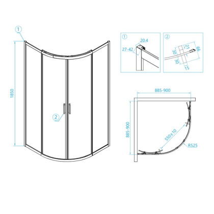 Душевой уголок RGW Classic CL-53-B 90х90 06095399-14 профиль Черный стекло прозрачное