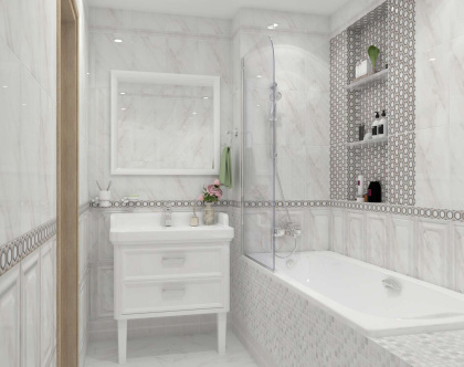 Плитка настенная 6343 Гран Пале белый (25см*40см*8мм) (11шт/1,1м2), м2