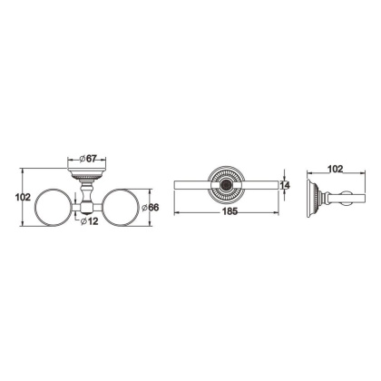 2-стаканов стекло с держателем, RG1422Q Rose, Бронза