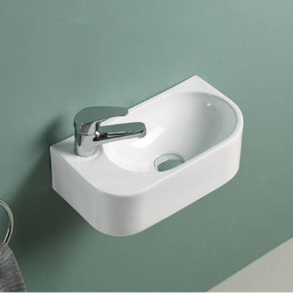 Раковина керамическая Vincea VBS-506L, 400*215*120, подвесная, цвет белый, левая Раковина керамическая Vincea VBS-506L, 400*215*120, подвесная, цвет белый, левая