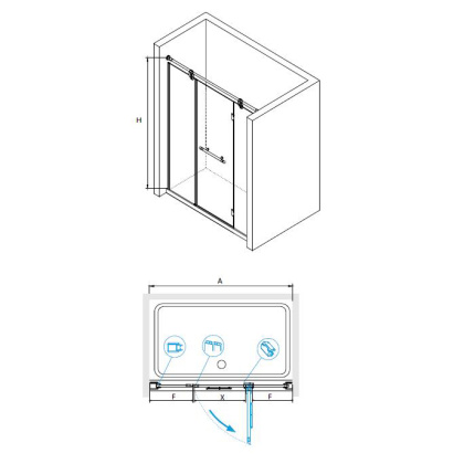 Душевая дверь RGW VI-02, 02040217-18, 170 х 195 см распашная, стекло прозрачное, белый/золото